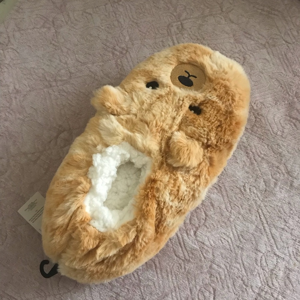 Cute Plush Puppy Slippers in Honey Yellow